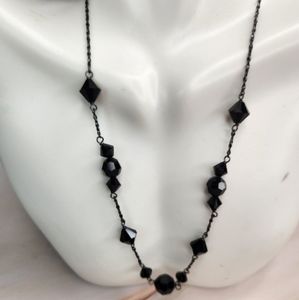 Vintage Givenchy Black Crystal Beaded Necklace